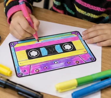 Decorate a Neon Cassette Cover