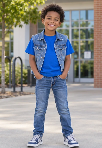Denim Vest & Blue T-Shirt Outfit