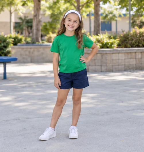 Green & White Shorts Outfit