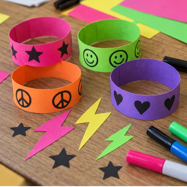 80s Paper Lightning Cuffs