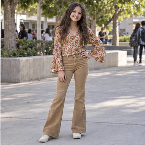 70s Floral Shirt & Flares Outfit
