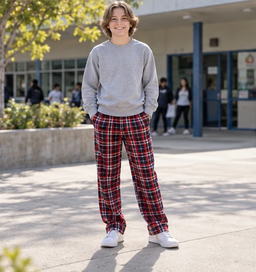 Plaid Pajama Pants & Sweatshirt