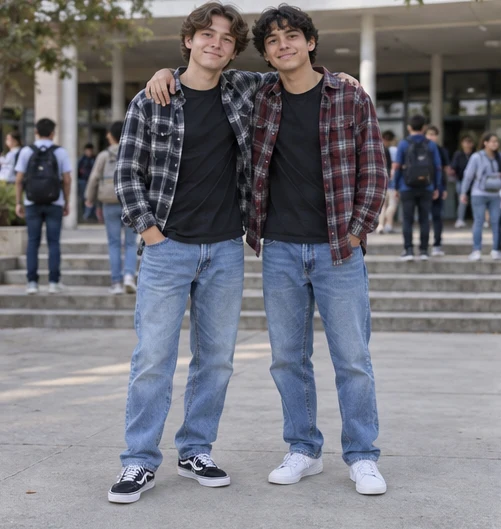 Plaid Shirt Twin Outfits for Teens